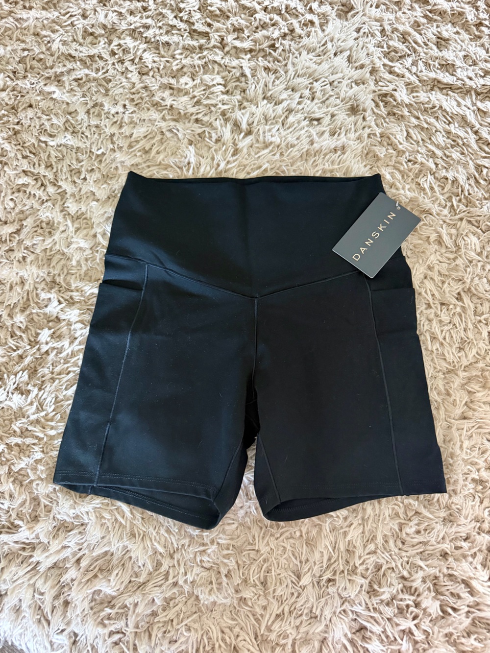 Danskin Women's Black High-Waist Performance Biker Shorts